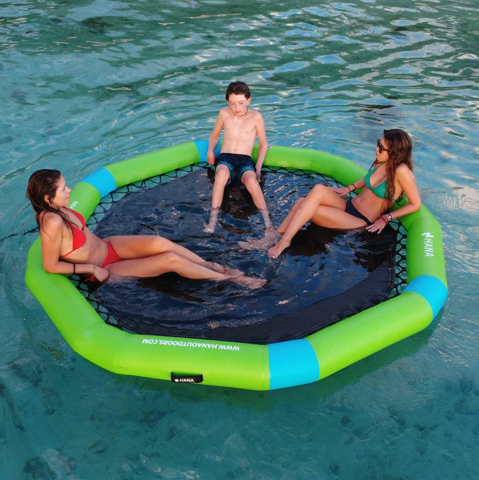 hana-party-pool-hamac-gonflable-6-personnes-vert-bleu image 3